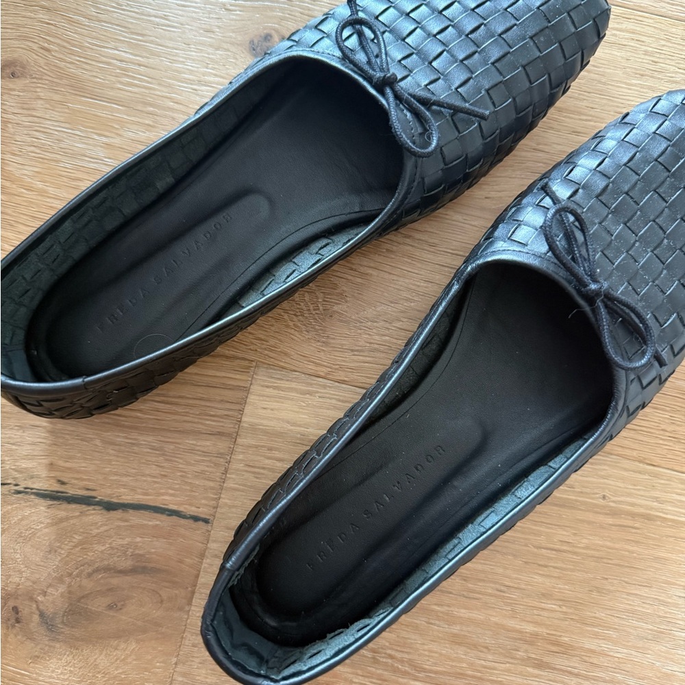 Freda Salvador Black Woven Leather Loafers - Picture 3 of 4